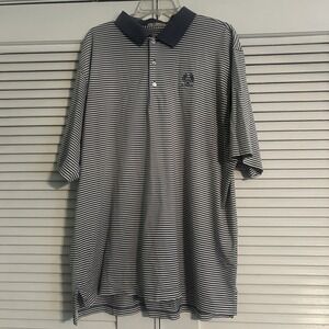 Peter Millar Polo Blue White Stripe XXL Cotton Golf Men's Polo‎